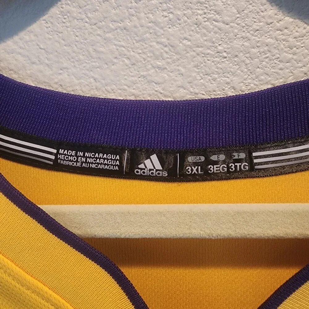 Kobe Bryant 24 Los Angeles Lakers Gold Purple Adidas NBA Jersey Mens 3XL